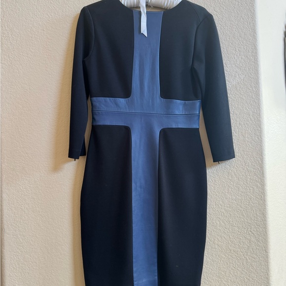 Robert Rodriguez Leather Black and Blue Long Sleeve Dress - Picture 4 of 7